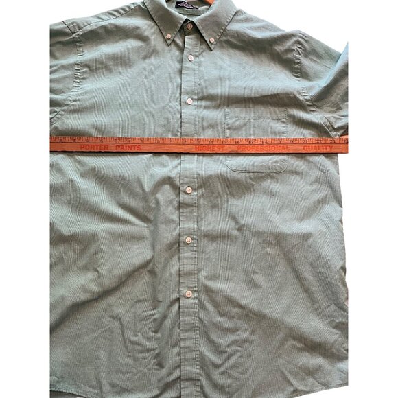 Chaps Long‎ Sleeve Button Up Light Green Tiny Checked Shirt Size 16 1/2 36/37 - Picture 4 of 8